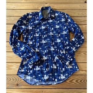 Calvin Klein Extreme Slim Fit Button Down Shirt Size Small Men’s Blue White